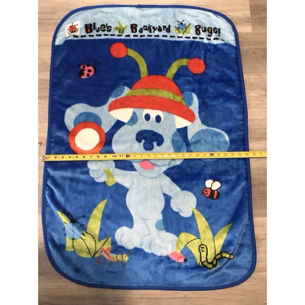 Vintage Blues Clues Backyard Bugs Baby Toddler Blanket Plush Blue 2002 Nick Jr